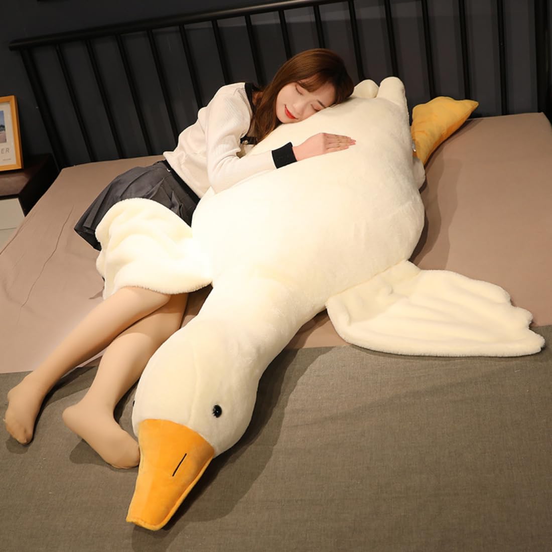 Srutirbo Giant Goose Stuffed Animal, 51.1 Inch Soft Goose Plush Pillow, Cute Duck Plush Toy Swan Plushie Doll Sleeping Hugging Pillows Gift for Girls Boys