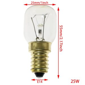 SQXBK 6PCS T25 Microwave Light Bulbs Warm White Incandescent Light Bulb E14120V25W Base Oven Light Bulbs, Brass