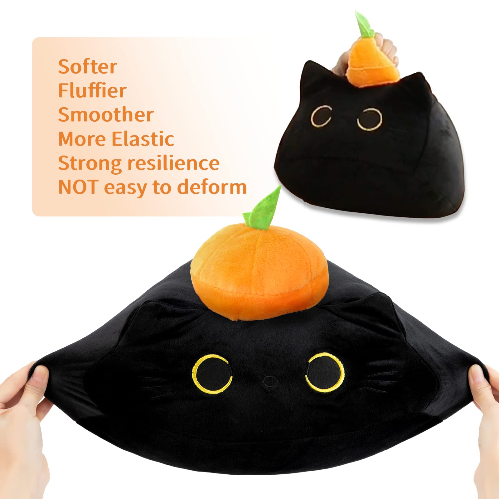 SteasMotai Black Cat Plush Toys Pillow,3D cat Shaped Stuffed Cute Animal Toy Pillow Cushion,Soft Kawaii Black cat Plush Doll cat Plush Toys Stuffed Animals Plush Toys (OE 21in Black)