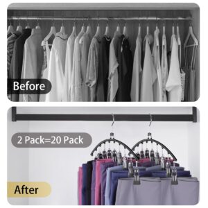 Upgrade Legging Organizer for Closet, 2 Pack Swivelable Metal Pants Hangers with 20 Pcs Rubber Coated, Yoga Pants Hangers Space Saving Closet Organizer for Closet Organizers and Storage