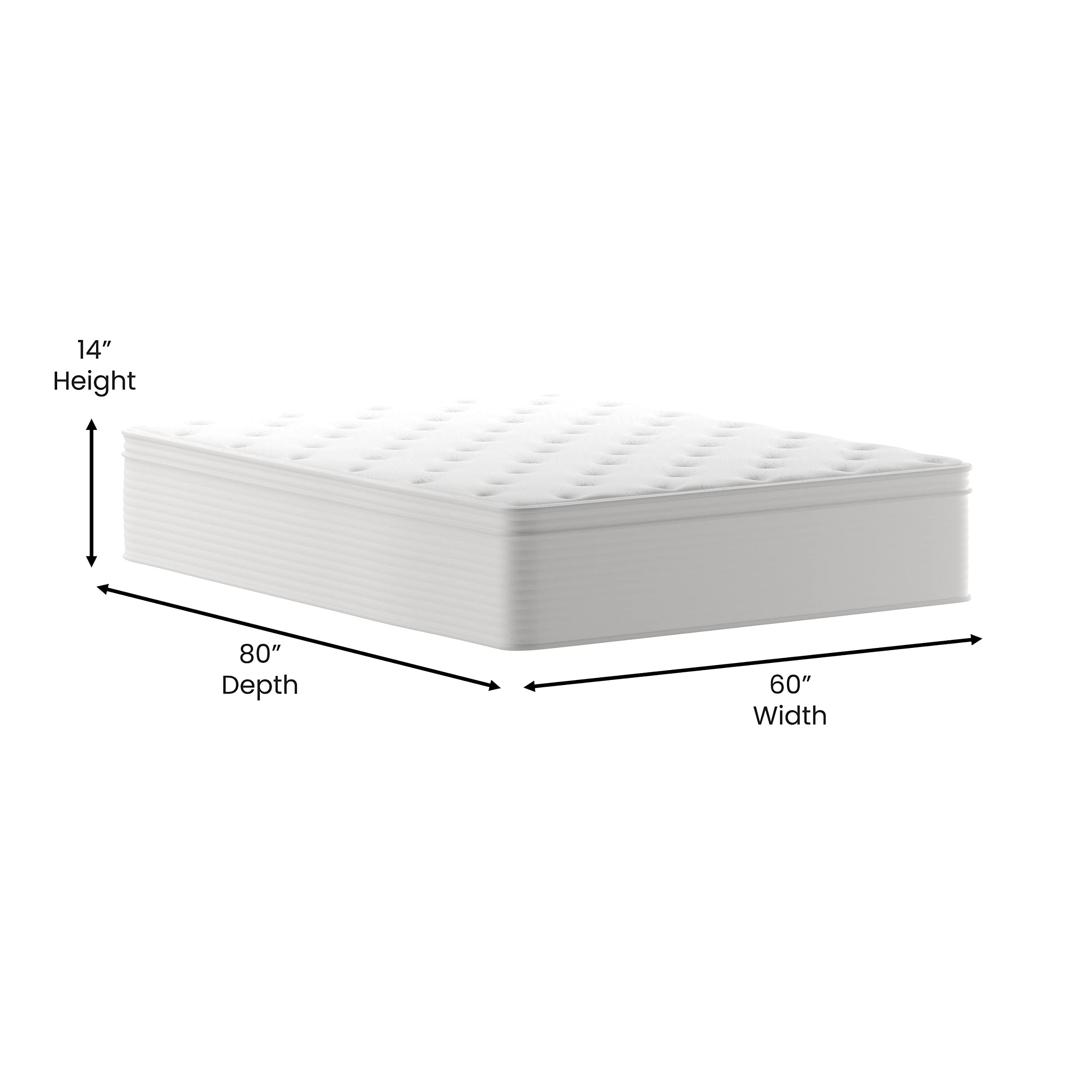 Taylor & Logan Verona Queen Size 14" Premium Comfort Euro Top Hybrid Pocket Spring and Memory Foam Mattress in a Box with Reinforced Edge Support