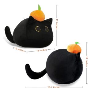 SteasMotai Black Cat Plush Toys Pillow,3D cat Shaped Stuffed Cute Animal Toy Pillow Cushion,Soft Kawaii Black cat Plush Doll cat Plush Toys Stuffed Animals Plush Toys (OE 21in Black)