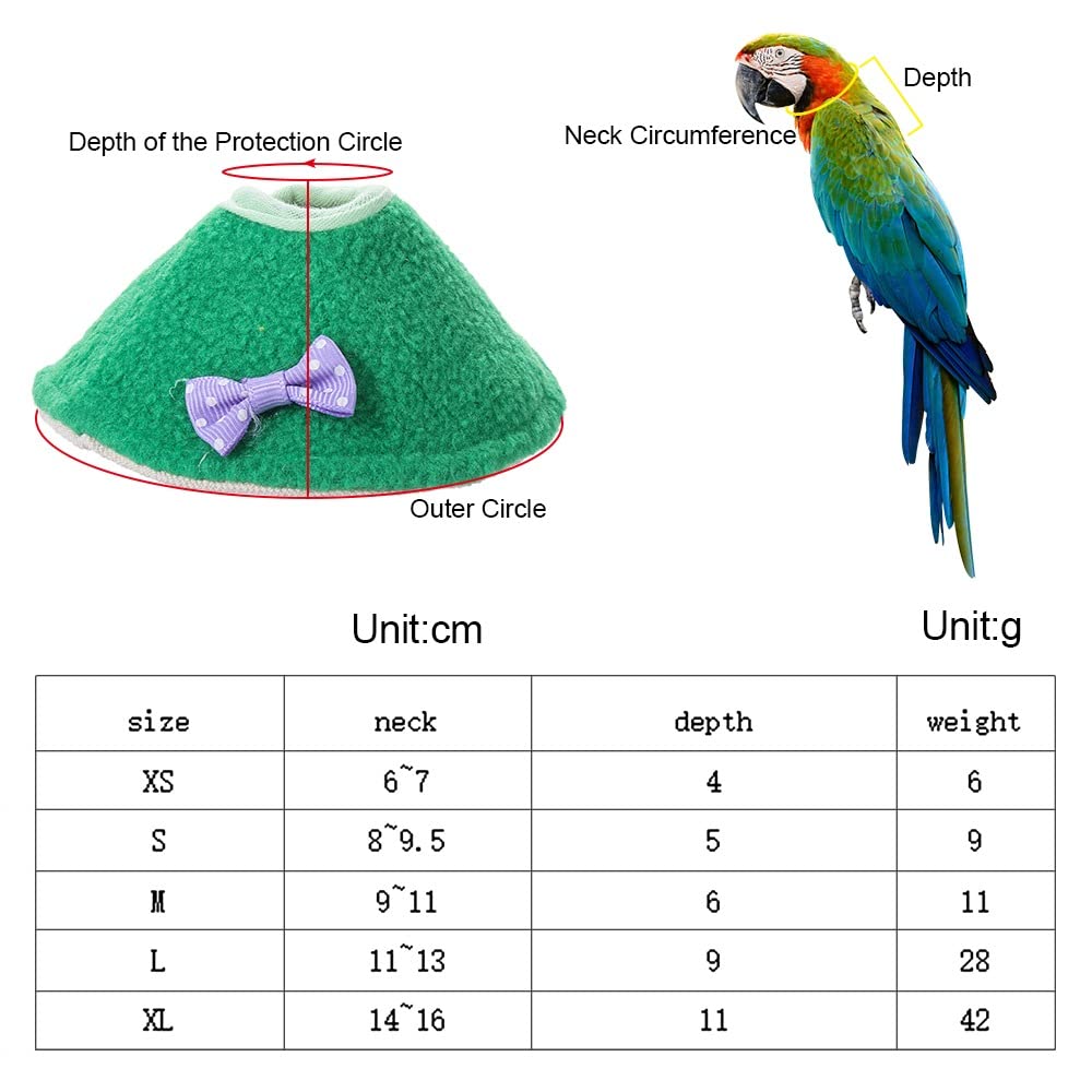 4 Pcs Adjustable Bird Cone Collar, Elizabethan Collar Parrots Protection Cover, Anti-bite Anti-Licking Wound Healing After Surgery Collar Cones(L)