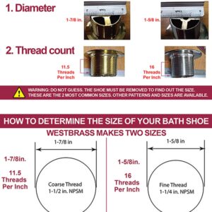 Westbrass D3322-12A 1-1/2" NPSM Tip-Toe Bathtub Drain Plug - Coarse Thread, Antique Bronze