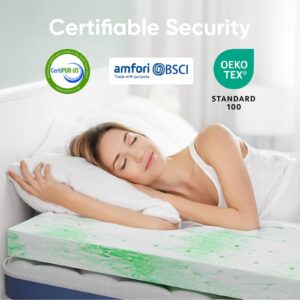 BedsPick Mattress Topper Twin XL, 2 Inch Gel Memory Foam Mattress Topper for Body Support & Pressure Relief, CertiPUR-US Certified Mattress Pad for Twin XL Size Bed with Breathable Holes, Green