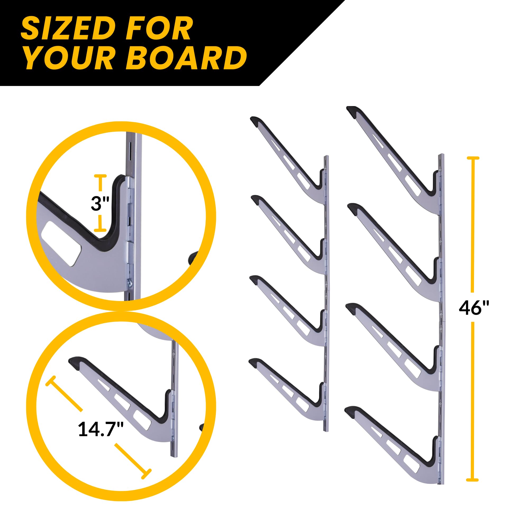 SteelChimp Ski Storage Rack for Garage | 4-Tier Horizontal Ski Rack and Indoor Garage Organizer | Anti-Sway Patent-Pending Arm Wall Mount | USA Designed