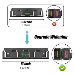 Upgrades 4 Slots Battery Holder Wall Mount fits for Latest Dewalt 18V/20V & Milwaukee 18V Drill,Enlarge Space Universal Fit Heavy-Duty Solid Steel M18 Tool Battery Storage Rack,Keep Tool in Organizer