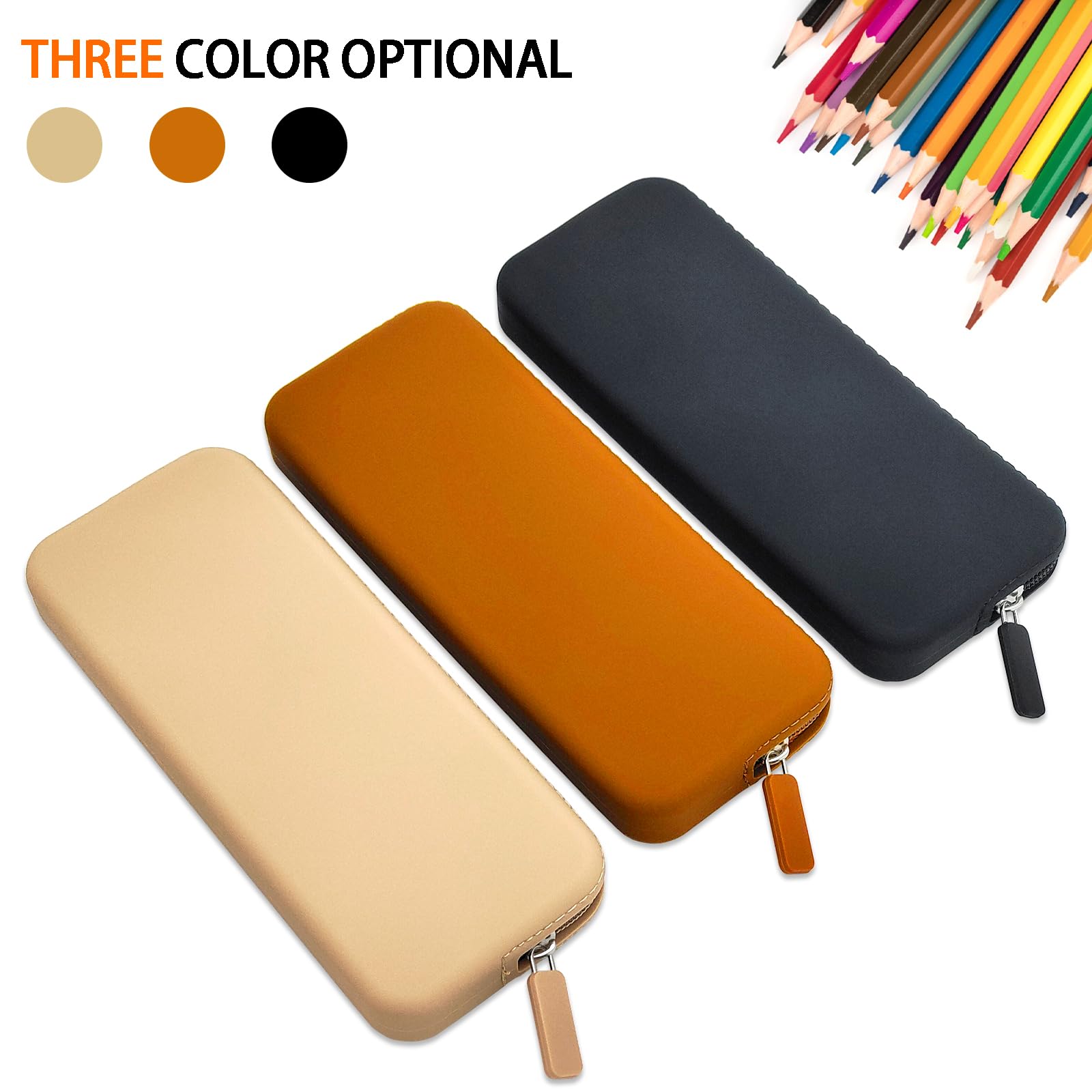 Silicone Pencil Case, Waterproof Silicone Cosmetic Bag, Pencil Bag, Multifunctional Pencil Case Aesthetic, Zipper Storage Bag (Black)