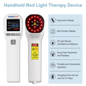 Cold Laser Therapy Device 4x808nm +16X650nm Low Level Laser Therapy for Pain Relief Arthritis Muscle Joints Tissue Red Light Therapy for Dog Cat Horse Pets Wound Healing Reduce Inflammation