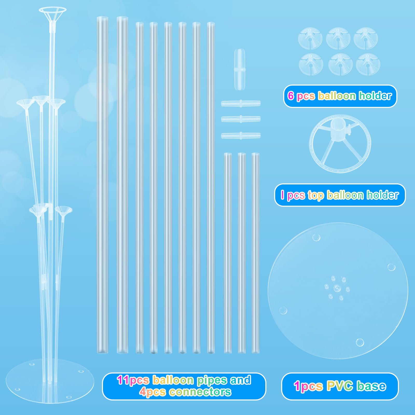 Balloon Stand Kit 4 sets Balloon Arch Stand with Base and Balloon Sticks for Christmas Table Graduation Wedding Birthday Baby Shower Gender Reveal Party Decorations