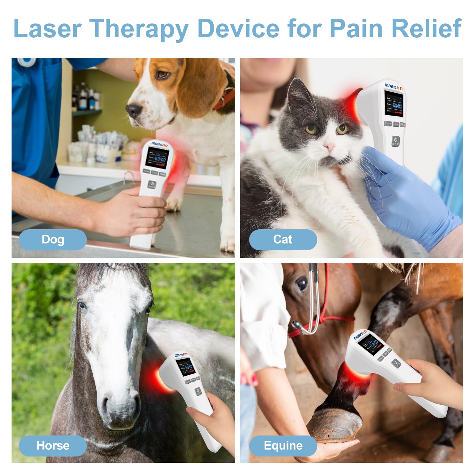 Cold Laser Therapy Device 4x808nm +16X650nm Low Level Laser Therapy for Pain Relief Arthritis Muscle Joints Tissue Red Light Therapy for Dog Cat Horse Pets Wound Healing Reduce Inflammation