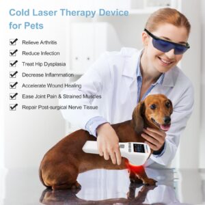 Cold Laser Therapy Device 4x808nm +16X650nm Low Level Laser Therapy for Pain Relief Arthritis Muscle Joints Tissue Red Light Therapy for Dog Cat Horse Pets Wound Healing Reduce Inflammation