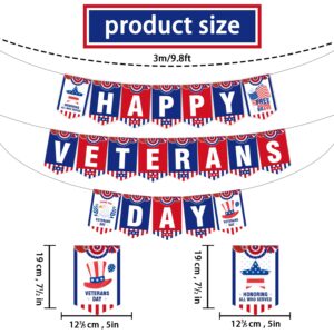 Happy Veterans Day Banner, No-DIY Veterans Day Decorations, Veterans Day Banner for Indoor Outdoor Veterans Day Party, Veterans Day Decor, Patriotic Decorations