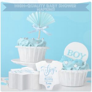 100 Pcs Small Baby Shower Napkins Blue It's a Boy Baby Shower Decoration Disposable Paper Napkins for Baby Shower Gender Reveal Party Supplies