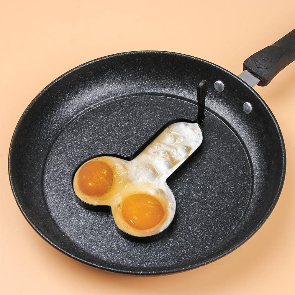 HomeSoGood 2 Pcs Funny Egg Fryer, Stainless Steel Egg Fryer, Non Stick Funny Egg Ring Mould Pancake Cooking Tool with Foldable Handle Kitchen Tools