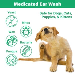 GJYC PET Ear Cleaner for Dogs and Cats,Dog Ear Infection Treatment for Itch Relief, Cleans The Ear Canal from Debris and Buildup Removes Wax, Odor with Aloe 4 Fl oz