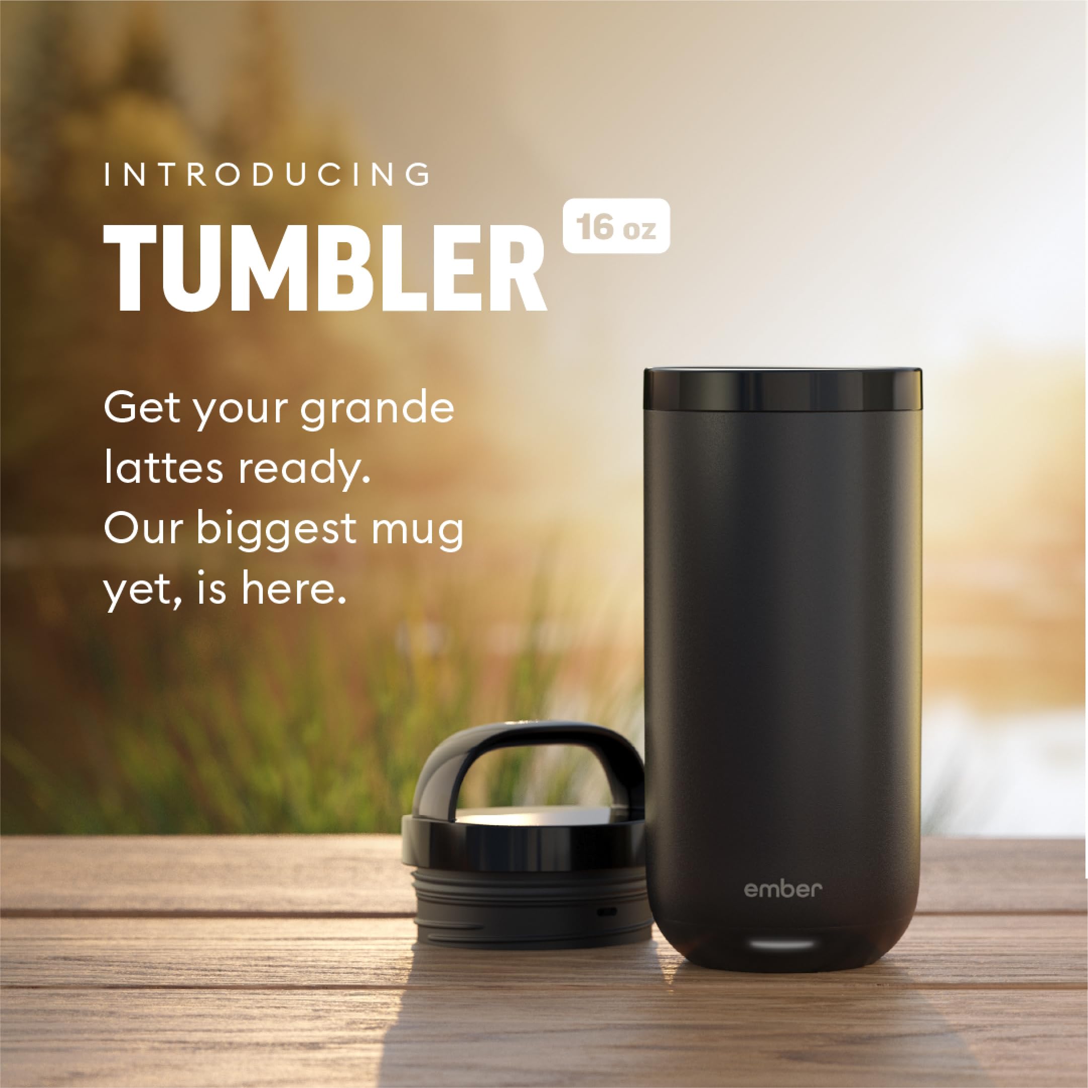 Ember Tumbler, Temperature Control Travel Mug, Stainless Steel, App-Controlled Heated Coffee Mug with 3-Hour Battery Life, Slate Black, 16 Oz