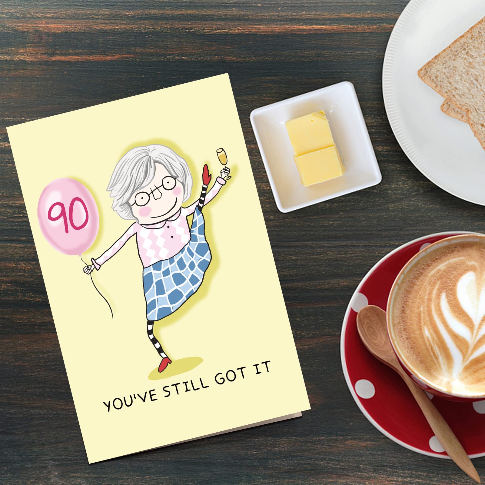 Qiliji Funny 90th Birthday Card for Women, 90 Years Old Birthday Card for Her, Happy Ninetieth Birthday Greeting Card, 90 Still Got It