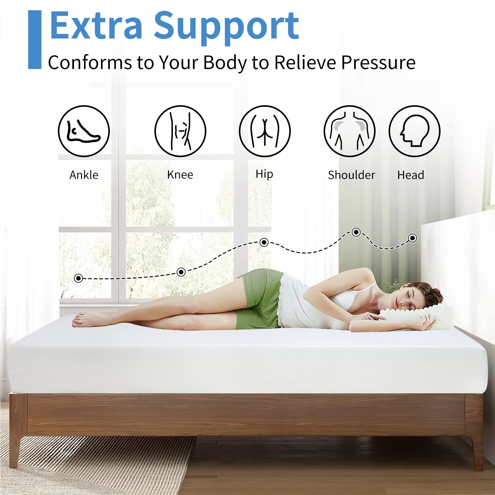 CL.HPAHKL 10 inch Gel Memory Foam Mattress Comfort Queen Mattress Medium Firm Mattresses Bed-in-a-Box CertiPUR-US Certified for Cool Sleep & Pressure Relief, White