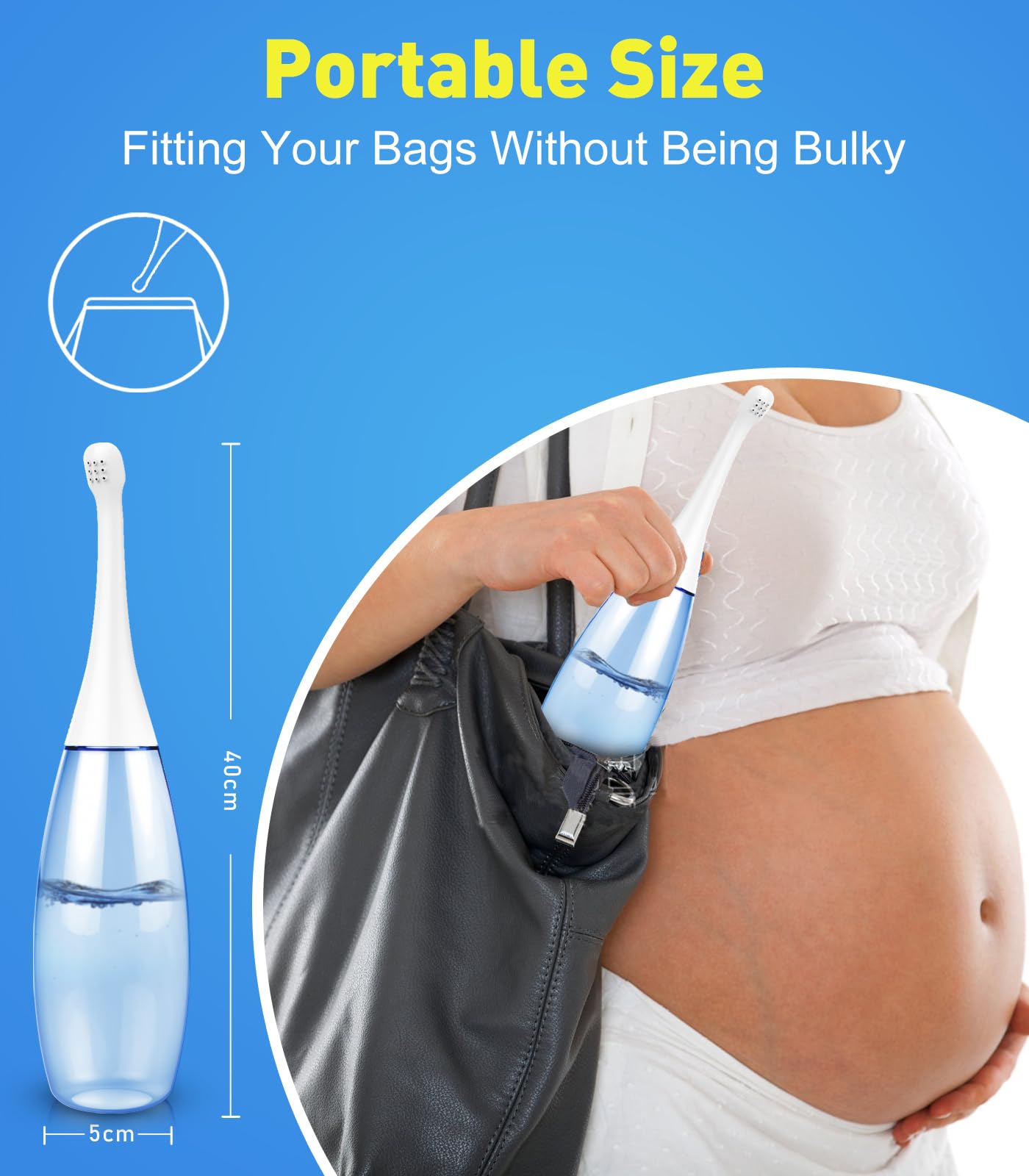 Portable Bidet-Postpartum Care-Peri Bottle for Travel -Portable Bidet 400ml Upside Down, Vaginal Cleaning, Recovery, Hospital Labor and Delivery Essentials - Blue