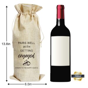 ARYDGELL Wedding Wine Bag, Engagement Gifts for Couples, Mr and Mrs Marriage Wedding Gifts, Cotton Linen Wine Gift Bag With Drawstring, Honeymoon Gifts - Getting Engaged