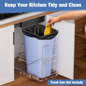 Pull Out Trash Can Under Cabinet - Under Sink Trash Can Pull Out Kit, Adjustable Kitchen Garbage Can Pull Out, Roll Out Kitchen Cabinet Trash Can Slide Out Rack for 7-11 Gallon Trash Can Not Included