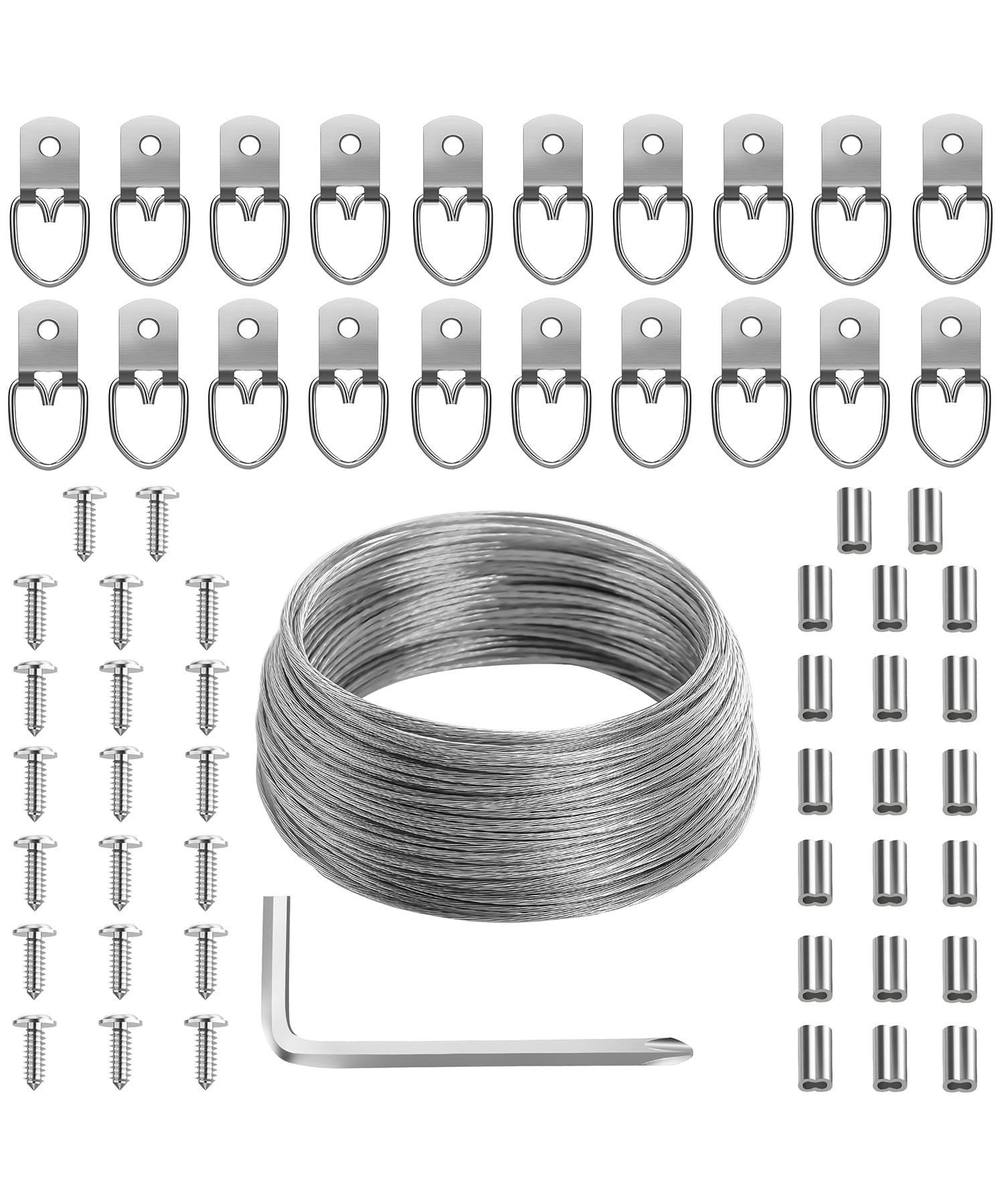 Mr. Pen- Picture Hanging Wire Kit, 100Ft Picture Wire Hanging, D Rings Picture Hanging, Picture Frame Hanging Kit, Picture Frame Wire, Wall Hanging Kit, Wire for Hanging Pictures, Painting Hanging Kit