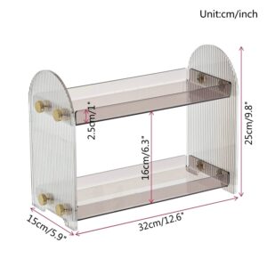 2 Tier Bathroom Countertop Organizer: Acrylic Makeup Organizer Perfume Tray Spice Rack Organization - Storage Shelf for Bathroom Kitchen Living Room Bedroom Dressing Table, Beelee