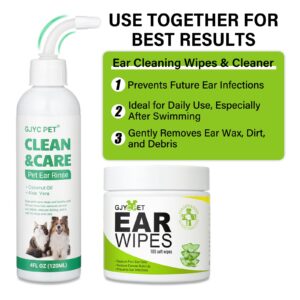 GJYC PET Ear Cleaner for Dogs and Cats,Dog Ear Infection Treatment for Itch Relief, Cleans The Ear Canal from Debris and Buildup Removes Wax, Odor with Aloe 4 Fl oz