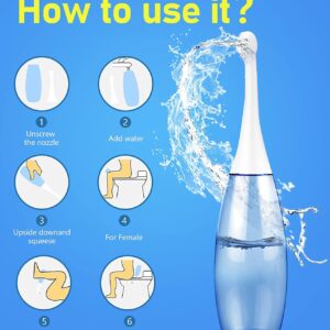 Portable Bidet-Postpartum Care-Peri Bottle for Travel -Portable Bidet 400ml Upside Down, Vaginal Cleaning, Recovery, Hospital Labor and Delivery Essentials - Blue