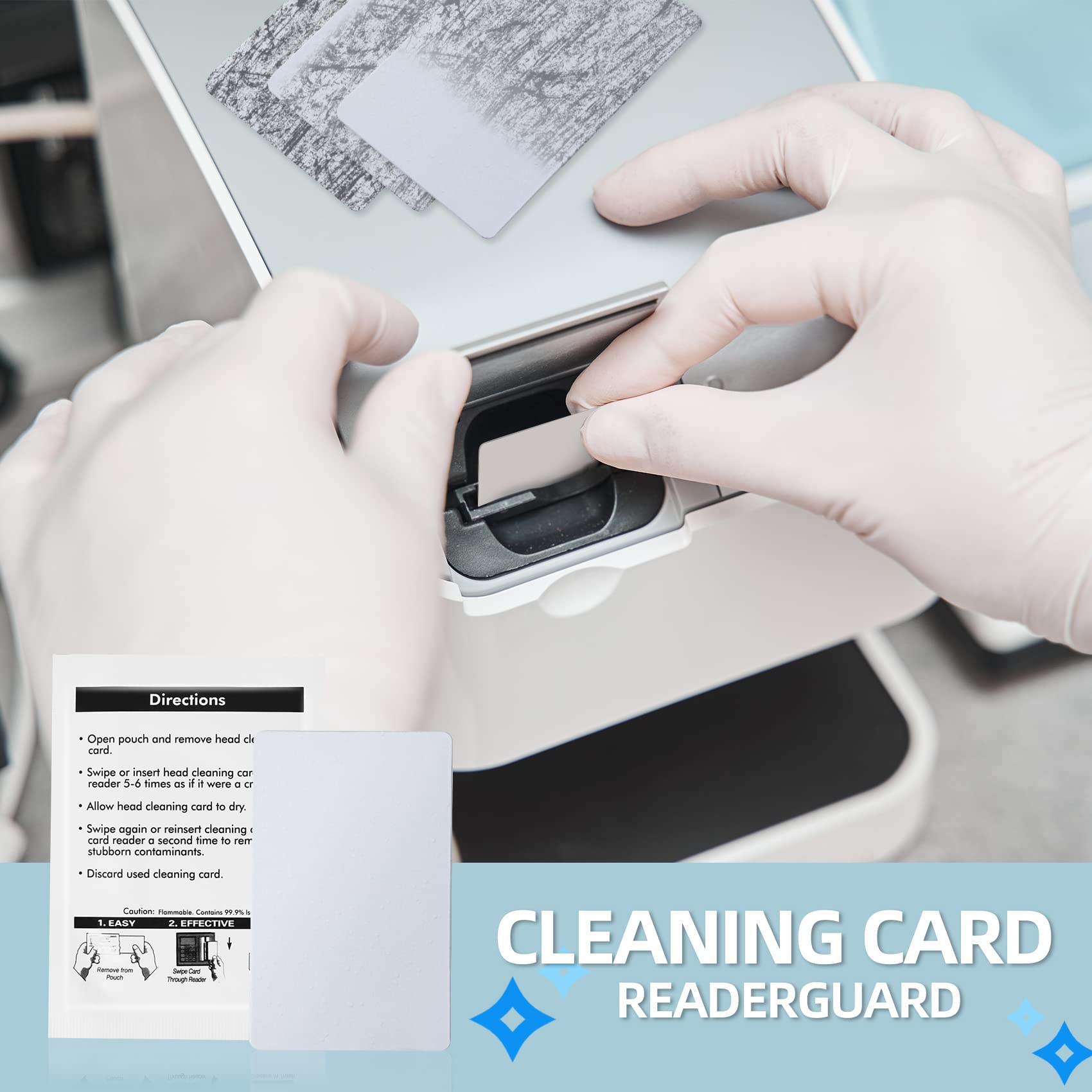 CR80 Cleaning Cards, Dual Side Card Reader Cleaner, POS Swipe Terminal Cleaning Cards CK-CR80 Card chip Cleaner (30PCS)