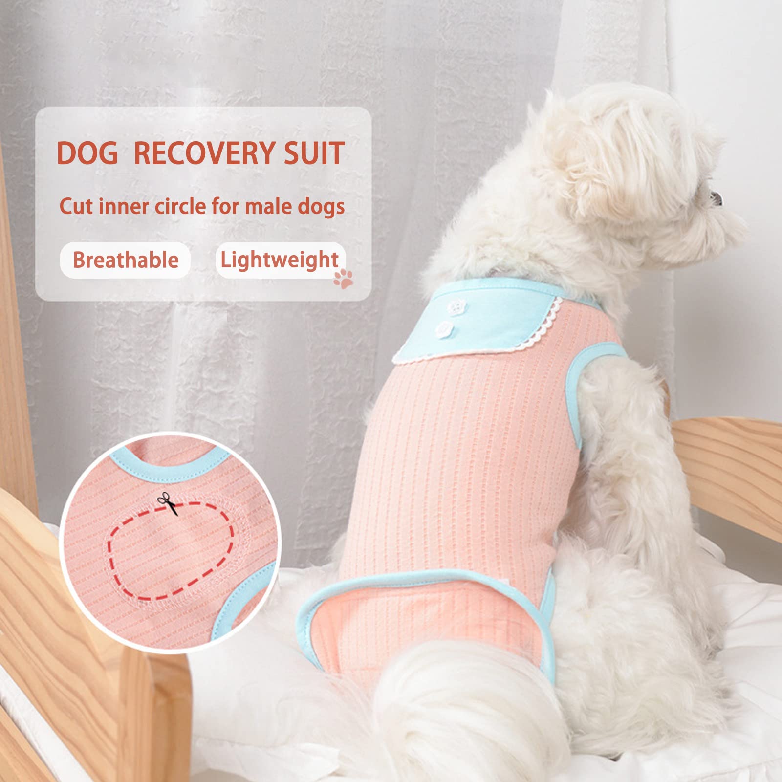 Dog Surgery Recovery Suit After Surgery Pet Recovery Shirt Dog Abdominal Wounds Anxiety Vest Calming Shirt Female Dog Sanitary Panties Jumpsuit for Dog Surgical Recovery Suit(DRS02-Beige-S)