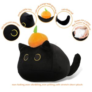 SteasMotai Black Cat Plush Toys Pillow,3D cat Shaped Stuffed Cute Animal Toy Pillow Cushion,Soft Kawaii Black cat Plush Doll cat Plush Toys Stuffed Animals Plush Toys (OE 21in Black)