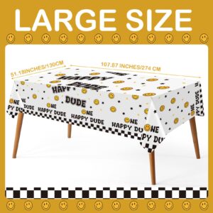 Newwiee 3 Pcs One Happy Dude Birthday Party Tablecloths 51 x 108 Inch One Happy Dude Table Cover Smile Face Plastic Table Cloths One Happy Dude Party Decor 1st Birthday Baby Shower Supplies