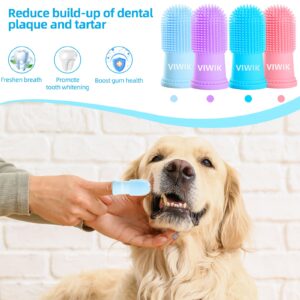 VIWIK 4Pack Dog Toothbrush Dog Tooth Brushing Kit, Cat Finger Toothbrush for Dogs Small Breed, Medium Large Dogs, Puppy Toothbrush for Dog Teeth Cleaning & Dental Care, Pet Finger Toothbrush Kit