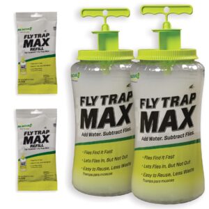 rescue! fly trap max bundle – large reusable outdoor fly trap & refill bundle - 2 traps + 2 refills