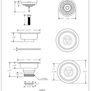 Westbrass D2143P-12 4-3/8" Push-Pull Style Large Kitchen Sink Basket Strainer, Oil Rubbed Bronze