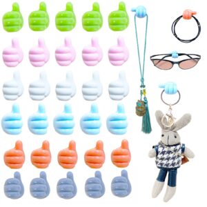 lkbbc 30 pcs silicone thumb hooks, multifunction self-adhesive cable clip, key hook wall hangers holder desktop cord