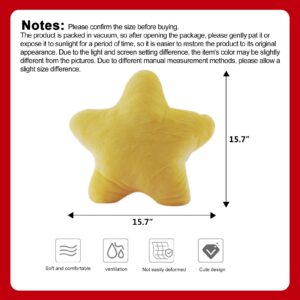 AUCOOMA Star Plush Pillow, Star Shape Stuffed Toy Soft for Kids Yellow 15.7 Inch