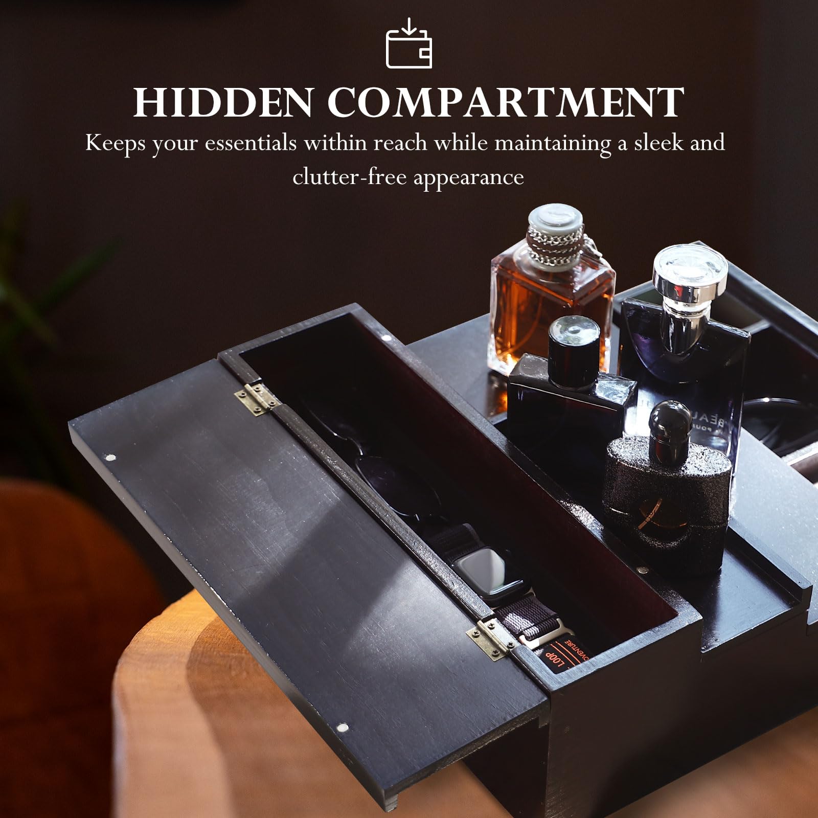 ONUEMP Wooden Cologne Organizer for Men, Perfume Organizer for Dresser, Cologne Stand with Hidden Storage and Drawer, Cologne Holder Tray Shelf, Fragrance Organizer Display Stand Rack, Gifts for Men