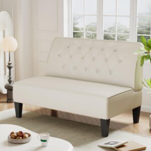 annjoe Button Tufted Loveseat Settee Upholstered Sofa Backrest Buckle Couch Banquette Bench for Dining Room Living Room Bedroom Funiture