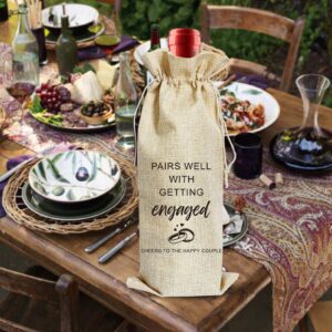 ARYDGELL Wedding Wine Bag, Engagement Gifts for Couples, Mr and Mrs Marriage Wedding Gifts, Cotton Linen Wine Gift Bag With Drawstring, Honeymoon Gifts - Getting Engaged