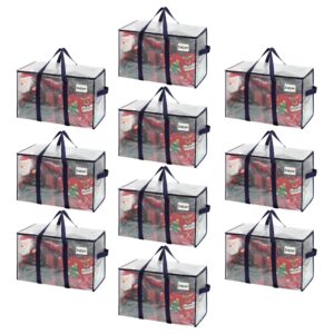 veno 10 pack moving bags and large christmas storage bins with lids. alternative to moving boxes, packing supplies for college. extra large heavy duty totes for packaging (clear, 10 pack)