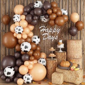 128 pcs cow print balloon arch kit, brown nude tan apricot cow balloon arch garland kit different sizes, latex balloons garland kit for farm party cowboy party dcorations baby shower birthday party