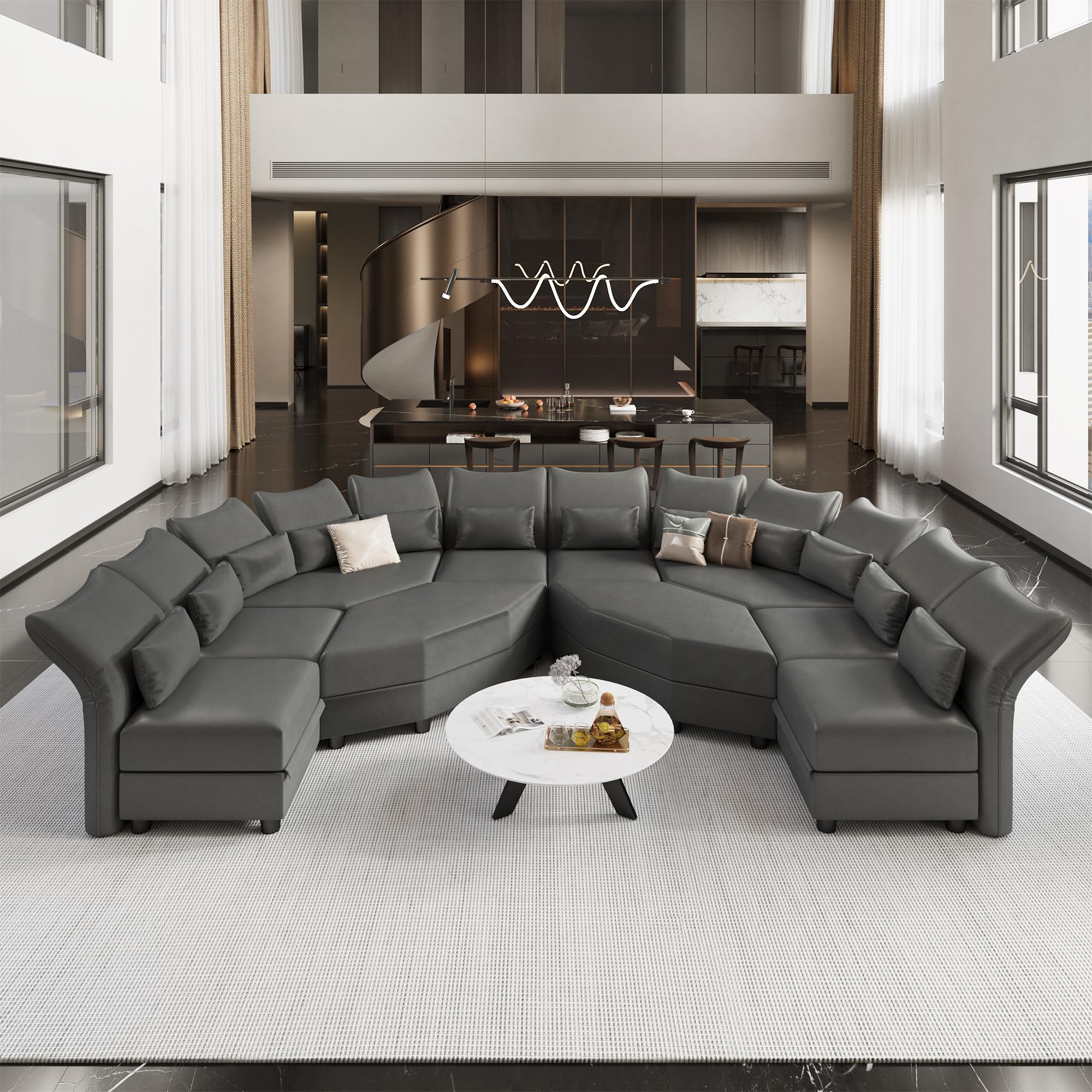 LLappuil Reversible Sectional Sofa Modern Modular Sectional Couch with Chaise L Shaped Corner Sectional 8 Seater with Storage Seats,Memory Foam,Modular Sofa for Small Space,Living Room,Dark Grey