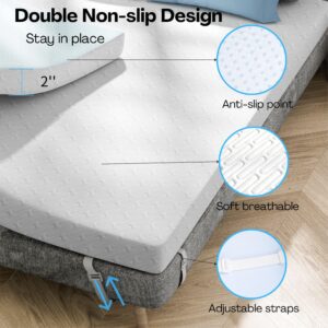 Hicomony 2 inch Memory Foam King Mattress Topper Cooling Gel Mattress Topper King, High Density Pressure Relief Bed Toppers Ventilated Design Breathable & Removable Fiber Cover Back Pain Relief