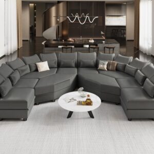 LLappuil Reversible Sectional Sofa Modern Modular Sectional Couch with Chaise L Shaped Corner Sectional 8 Seater with Storage Seats,Memory Foam,Modular Sofa for Small Space,Living Room,Dark Grey