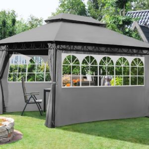 Gazebo for Patio Outdoor Gazebo Canopy UV Protection Canopy Tent for Party Patio BBQ for Patio/Outdoor/Wedding Parties and Events (10'x13', Grey)