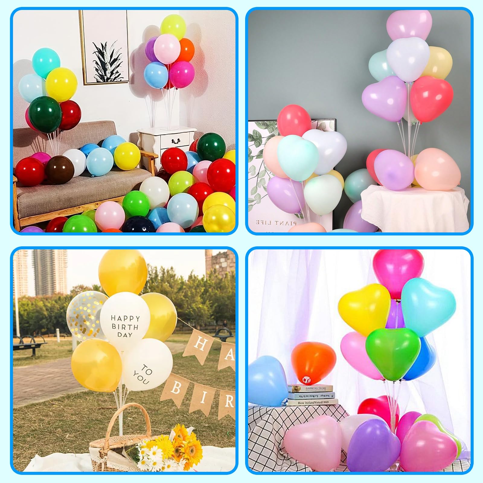 Balloon Stand Kit 4 sets Balloon Arch Stand with Base and Balloon Sticks for Christmas Table Graduation Wedding Birthday Baby Shower Gender Reveal Party Decorations