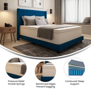 Taylor & Logan Verona Queen Size 14" Premium Comfort Euro Top Hybrid Pocket Spring and Memory Foam Mattress in a Box with Reinforced Edge Support